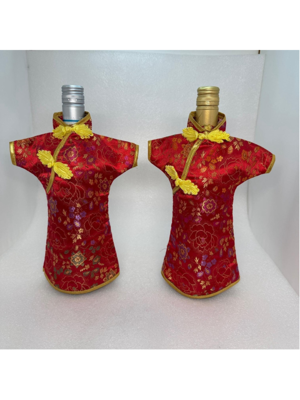 Asian Wine Bottle Covers, Set of 2
